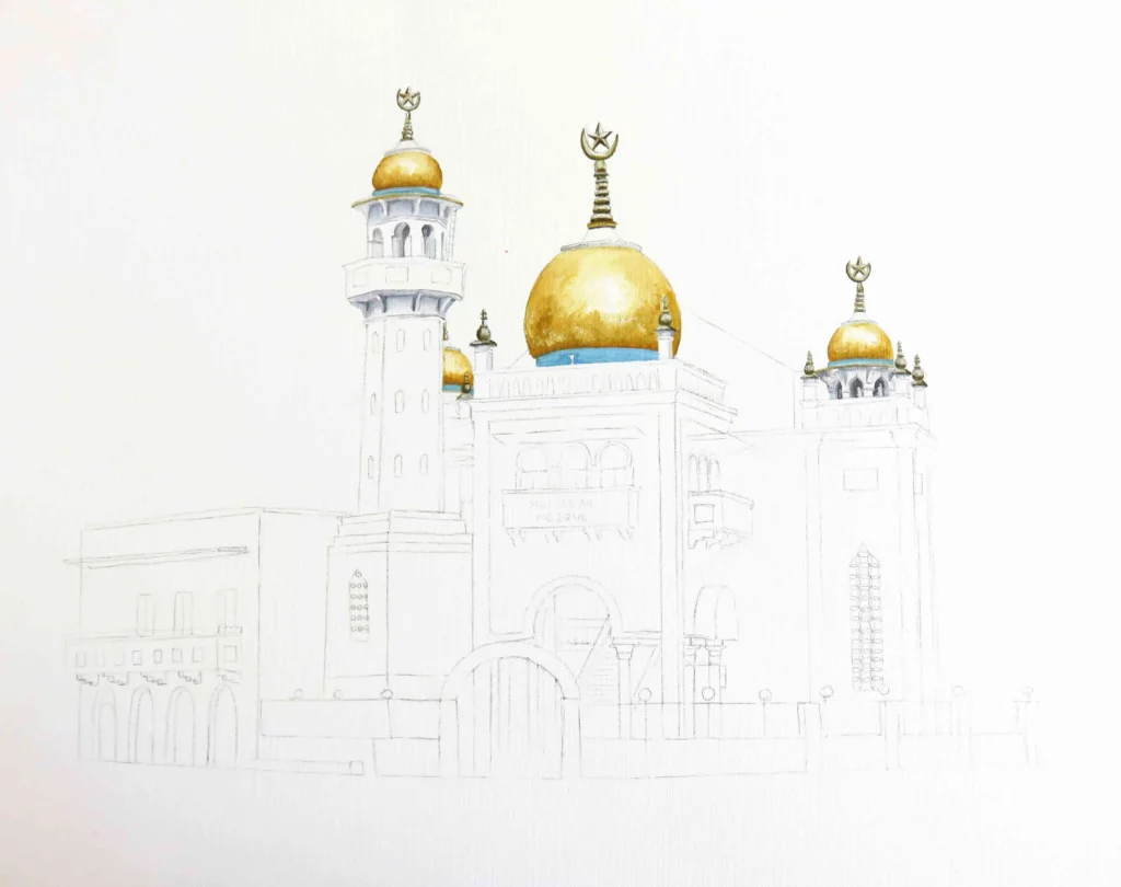 Mosque painting in progress stage 2