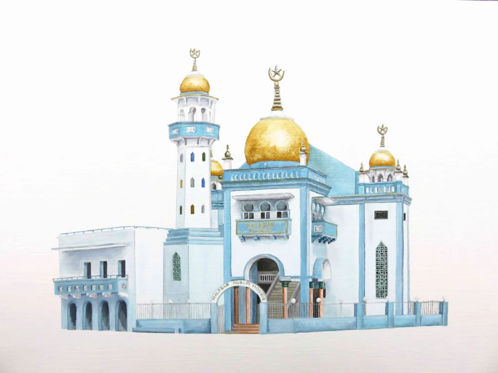 Peinture d'une mosquée en cours étape 4