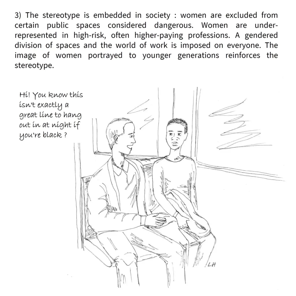 A skit illustrating a sexist situation by transposing it to racism.