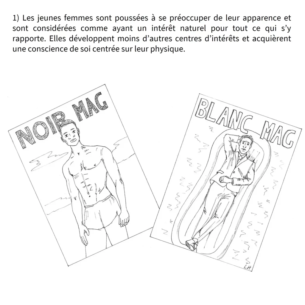 Saynète illustrant une situation sexiste par la transposition avec le racisme.