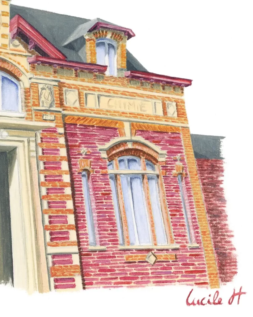 Peinture de l'école de médecine de Rennes construite en schiste pourpre