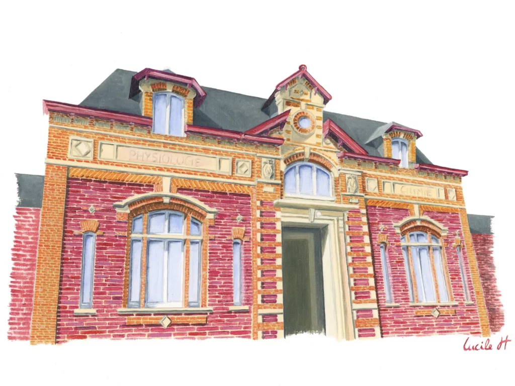 Peinture de l'école de médecine de Rennes construite en schiste pourpre